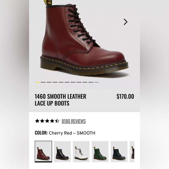 Dr. Martens 1460 J SMOOTH LEATHER LACE UP BOOTS cherry red - Picture 12 of 12